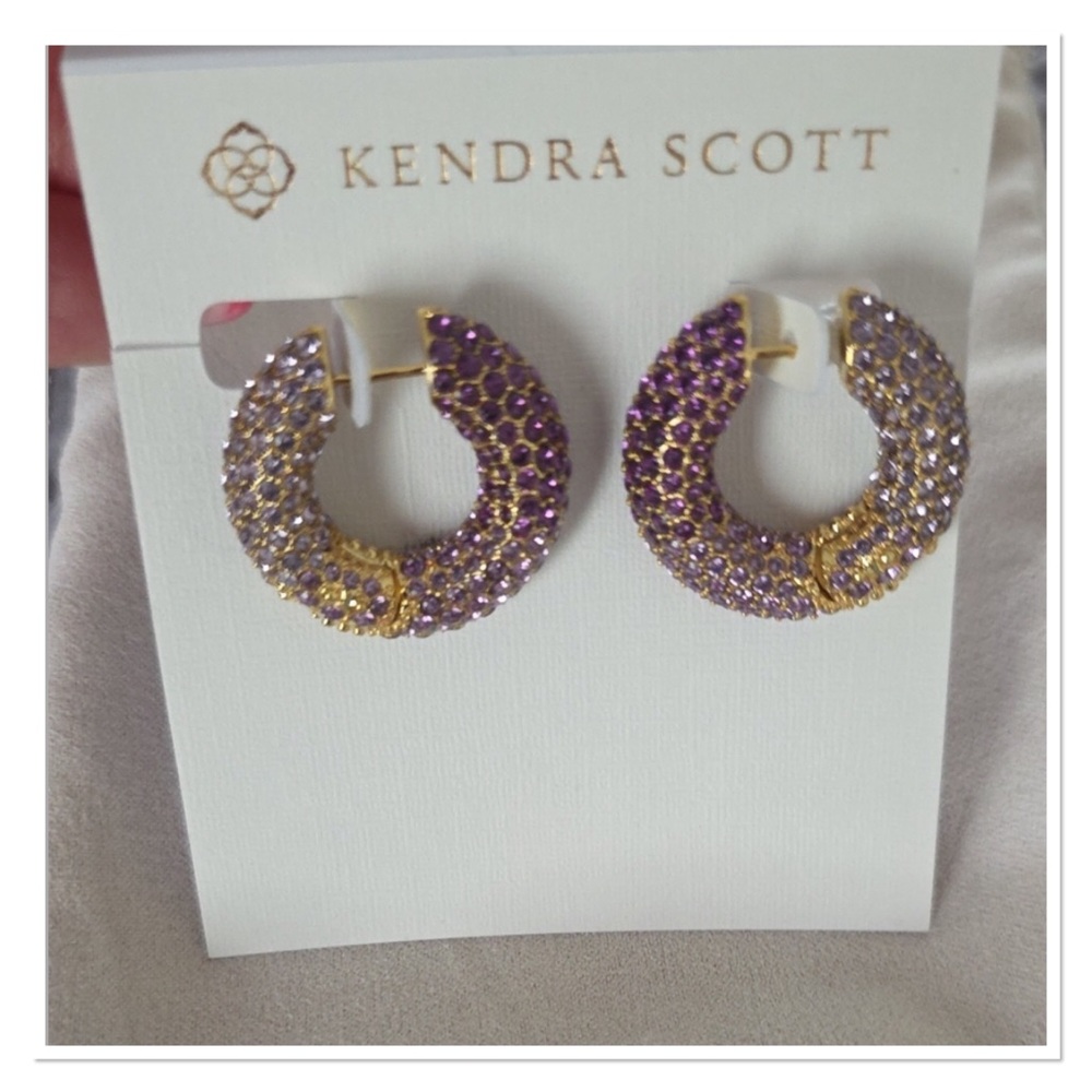 Kendra Scott Purple Pavé & Gold Hoop Earrings
